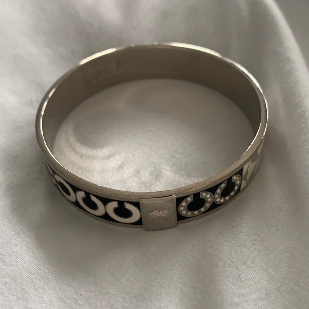 Coach Black & White Patchwork Bangle Bracelet